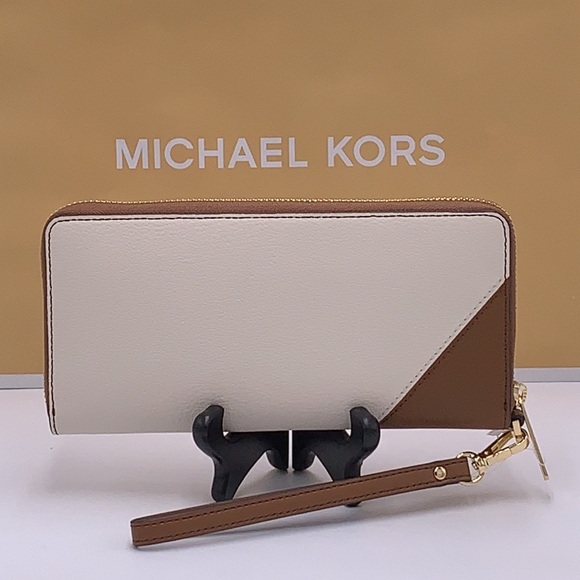 MICHAEL KORS Leather Continental Wristlet Phone Case Wallet Luggage Multi NWT - Picture 7 of 14